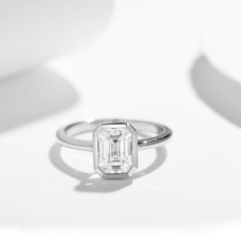 2CT ASSCHER CUT MOISSANITE RING IN STERLING SILVER