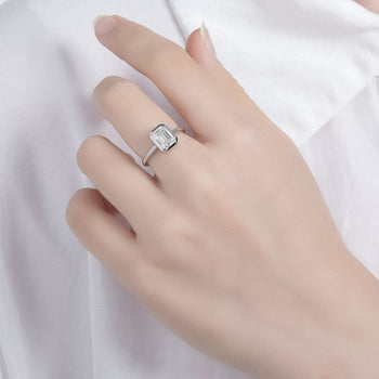 2CT ASSCHER CUT MOISSANITE RING IN STERLING SILVER