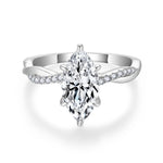 IE0561 2CT MARQUISE CUT TWISTED SHANK MOISSANITE RING IN STERLING SILVER