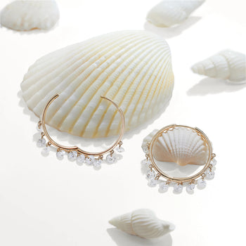 2CT MOISSANITE DANGLE HOOP EARRING IN SOLID GOLD