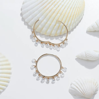 2CT MOISSANITE DANGLE HOOP EARRING IN SOLID GOLD