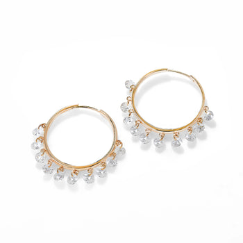 2CT MOISSANITE DANGLE HOOP EARRING IN SOLID GOLD