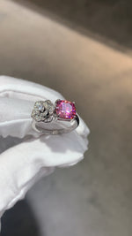 2CT PINK FLOWER MOISSANITE RING IN STERLING SILVER
