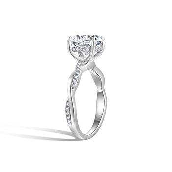 2CT TWISTED SHANK MOISSANITE OVAL CUT RING IN STERLING SILVER