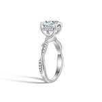 2CT TWISTED SHANK ROUND CUT MOISSANITE RING IN STERLING SILVER