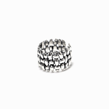 Woven Fabric Ring in Sterling Silver - IVORY & EBONY