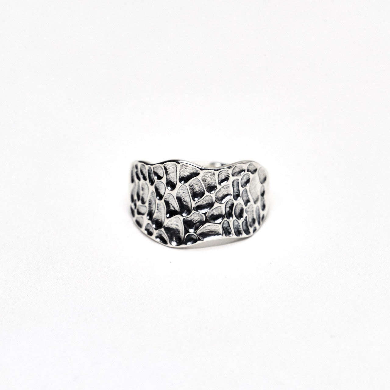 Lunar Crater Chunk Ring in Sterling Silver