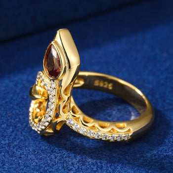 MOISSANITE DIAMOND SNAKE RING IN STERLING SILVER