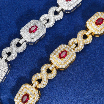 MOISSANITE DIAMOND ROYAL HALO BRACELET IN STERLING SILVER