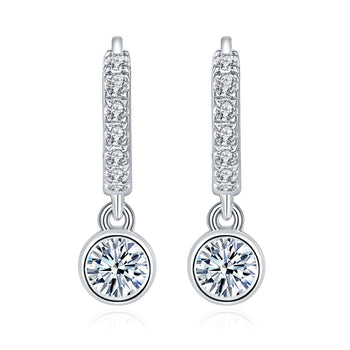 3.5MM ROUND MOISSANITE HOOP EARRINGS IN STERLING SILVER