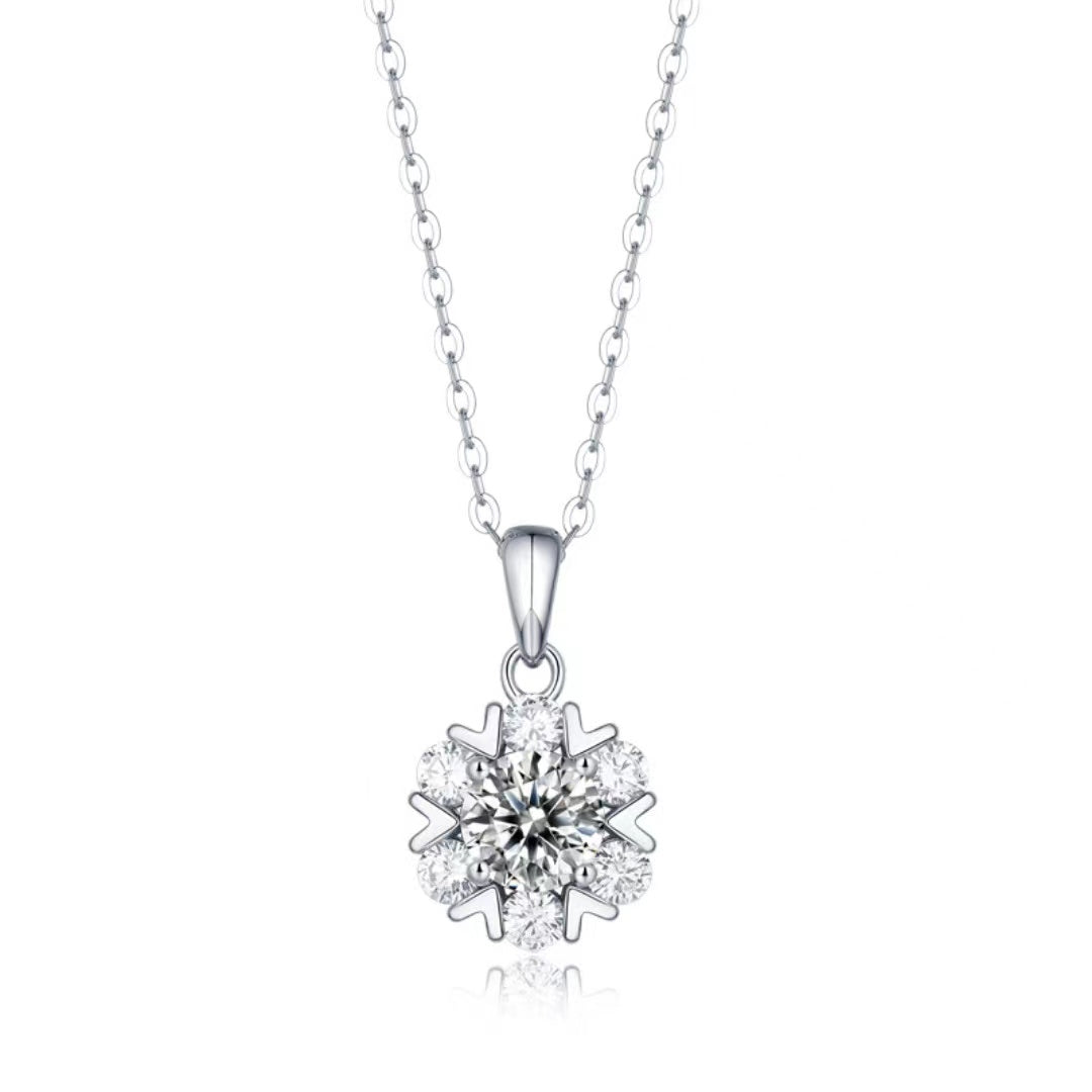 3CT 2CT 1CT SNOWFLAKE MOISSANITE PENDANT IN STERLING SILVER