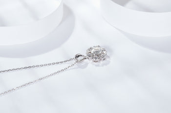 3CT 2CT 1CT SNOWFLAKE MOISSANITE PENDANT IN STERLING SILVER