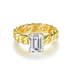 3CT ASSCHER CUT MOISSANITE BRAIDED BAND RING IN STERLING SILVER