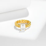 3CT ASSCHER CUT MOISSANITE BRAIDED BAND RING IN STERLING SILVER