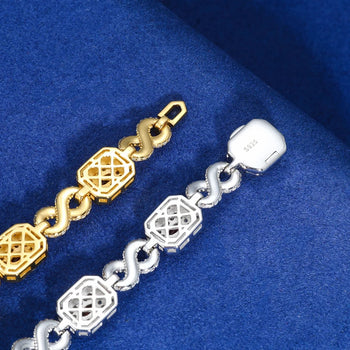 MOISSANITE DIAMOND ROYAL HALO BRACELET IN STERLING SILVER