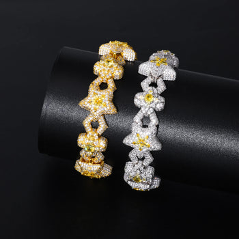 CELESTIAL BLOOM MOISSANITE STATEMENT BRACELET IN STERLING SILVER