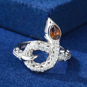 MOISSANITE DIAMOND SNAKE RING IN STERLING SILVER