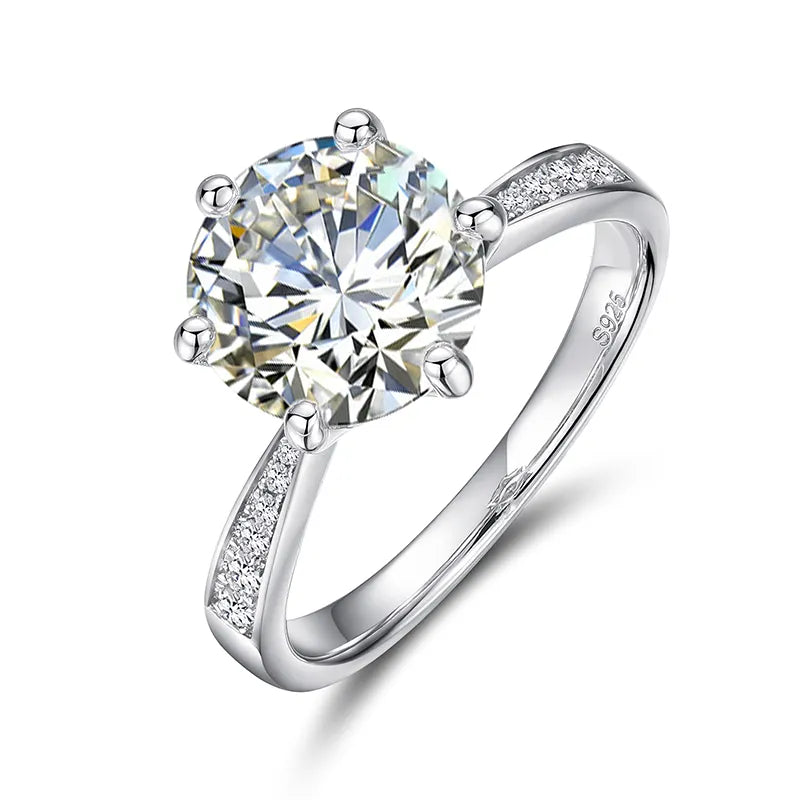 3ct MOISSANITE DIAMOND SOLITAIRE RING FOR WOMEN IN STERLING SILVER