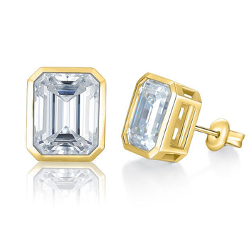 4CT EMERALD CUT MOISSANITE DIAMOND STUD EARRINGS IN STERLING SILVER