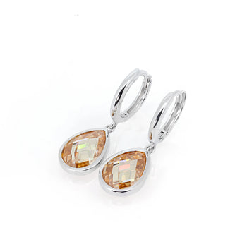 4CT CHAMPAGNE PEAR CUT MOISSANITE DROP EARRINGS IN SOLID GOLD