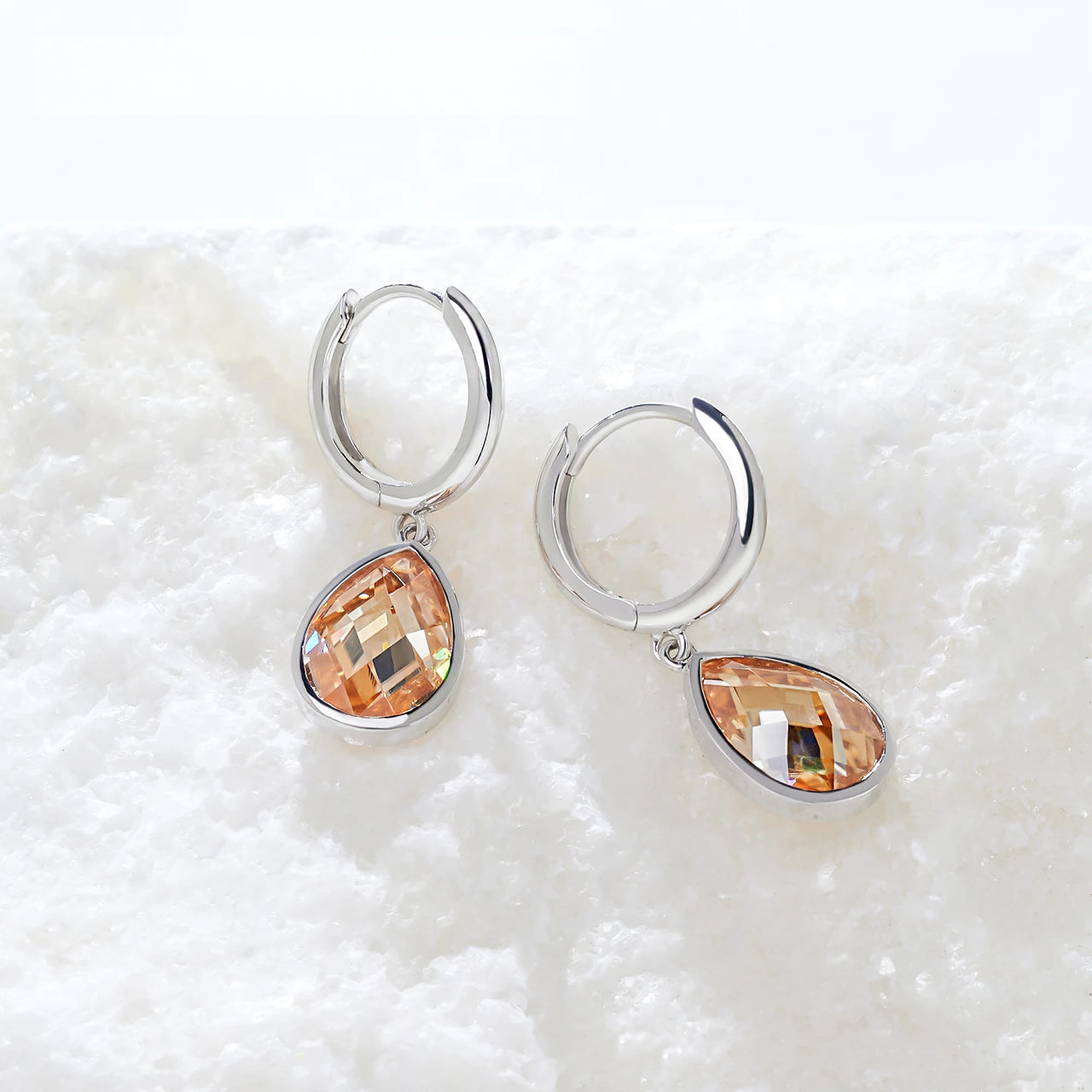 4CT CHAMPAGNE PEAR CUT MOISSANITE DROP EARRINGS IN SOLID GOLD