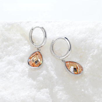 4CT CHAMPAGNE PEAR CUT MOISSANITE DROP EARRINGS IN SOLID GOLD