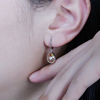 4CT CHAMPAGNE PEAR CUT MOISSANITE DROP EARRINGS IN SOLID GOLD