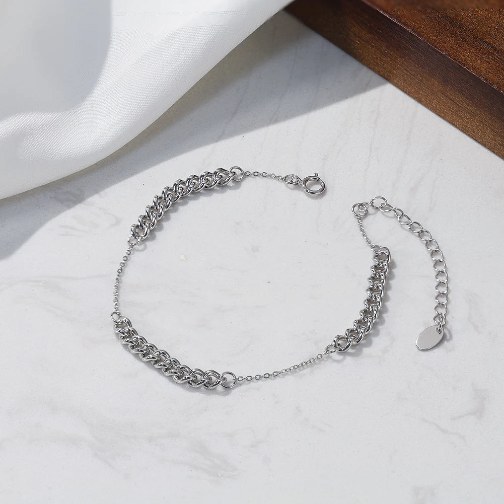 DUO CHAIN BRACELET IN STERLING SILVER