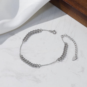 DUO CHAIN BRACELET IN STERLING SILVER