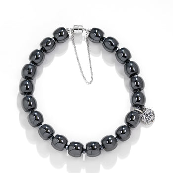 18K WHITE GOLD PLATED MOISSANITE BLACK BEADS BRACELET IN STERLING SILVER
