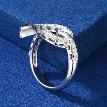 MOISSANITE DIAMOND SNAKE RING IN STERLING SILVER