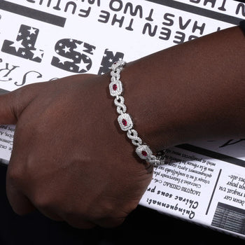 MOISSANITE DIAMOND ROYAL HALO BRACELET IN STERLING SILVER