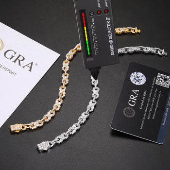 Bracelet chaîne cubaine en argent sterling serti de moissanite de 5,5 mm