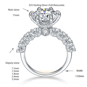 5CT ROUND BRILLIANT CUT MOISSANITE DIAMOND RING IN STERLING SILVER