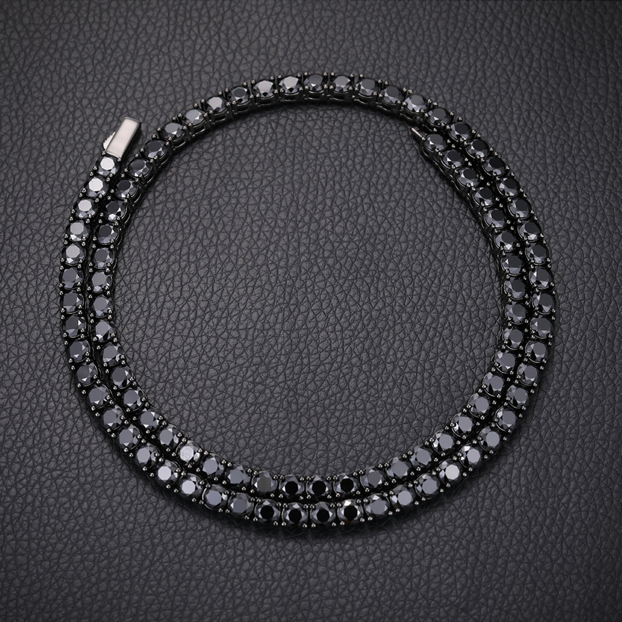 5MM BLACK MOISSANITE TENNIS CHAIN IN STERLING SILVER