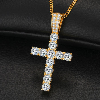 Collier pendentif croix en diamant moissanite de 5 mm en argent sterling