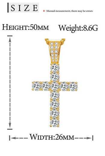 Collier pendentif croix en diamant moissanite de 5 mm en argent sterling