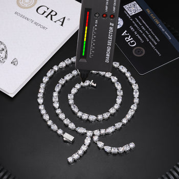 Collier/bracelet tennis en argent sterling avec moissanite taille marquise poire de 5 mm