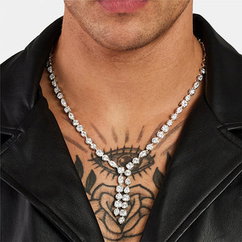 Collier/bracelet tennis en argent sterling avec moissanite taille marquise poire de 5 mm