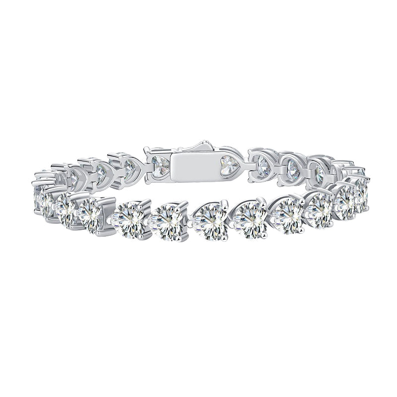 Bracelet en argent sterling serti de diamants moissanite taille cœur de 6,5 mm