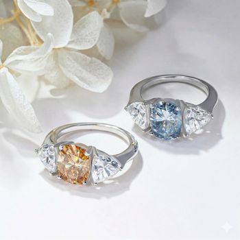 6CT MOISSANITE CUSHION CUT RING IN STERLING SILVER