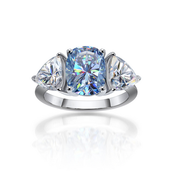 6CT MOISSANITE CUSHION CUT RING IN STERLING SILVER