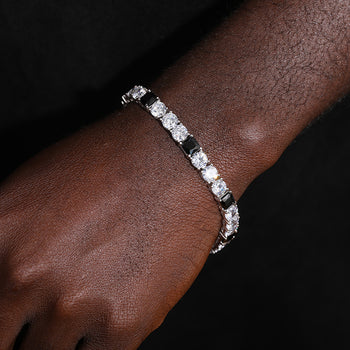 Bracelet tennis en argent sterling avec moissanite CZ noire de 6 mm
