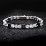 6MM BLACK CZ MOISSANITE TENNIS CHAIN BRACELET IN STERLING SILVER