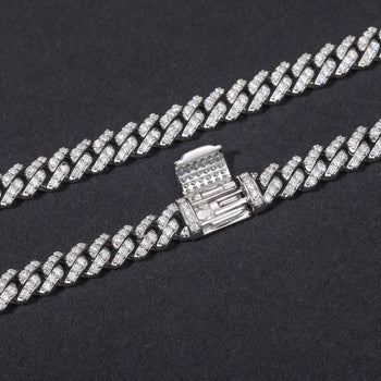 6MM MOISSANITE CUBAN LINK CHAIN NECKLACE/BRACELET IN STERLING SILVER