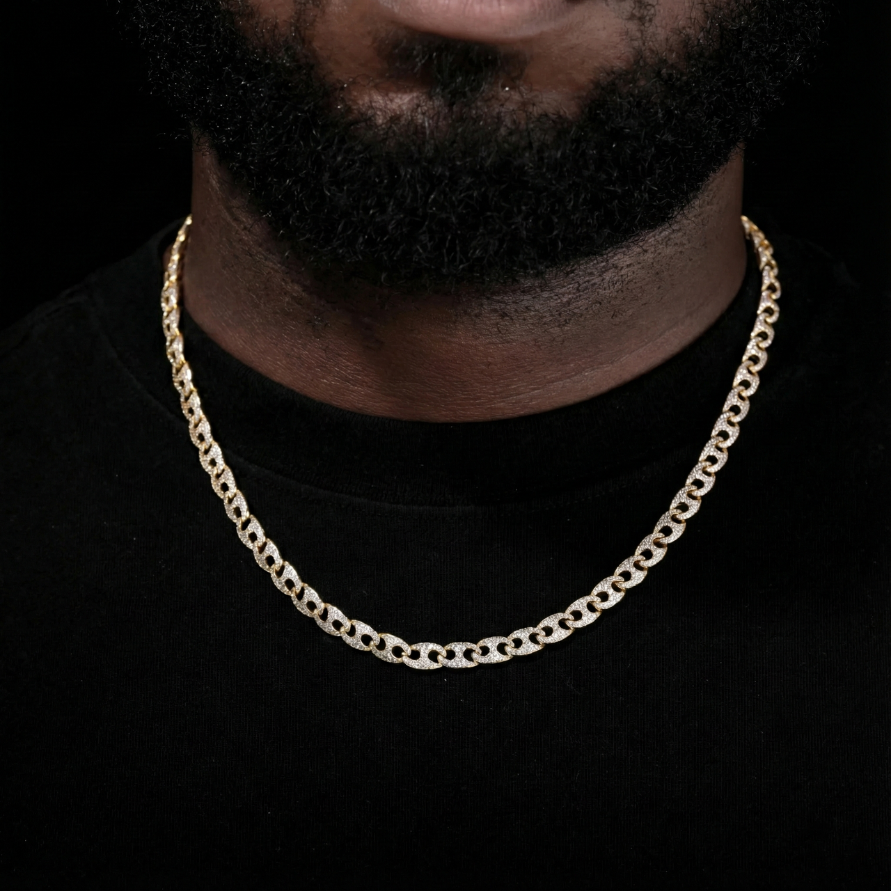 Armband mit kubanischer Gliederkette und Diamantschliff aus Sterlingsilber