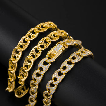 Armband mit kubanischer Gliederkette und Diamantschliff aus Sterlingsilber