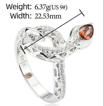 MOISSANITE DIAMOND SNAKE RING IN STERLING SILVER