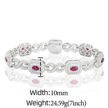 MOISSANITE DIAMOND ROYAL HALO BRACELET IN STERLING SILVER