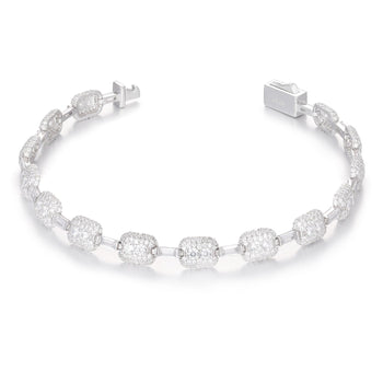 7 mm Baguette-Moissanit-Mikropavé-Tennisarmband aus Sterlingsilber